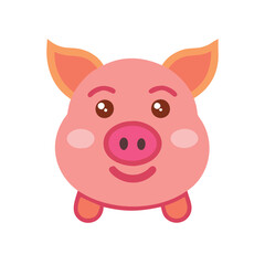 Cute cartoon pig illustration on black background