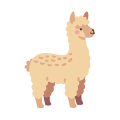 Cartoon Llama Illustration on Black Background - Vector Art