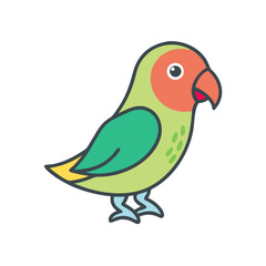 Cute Lovebird Parrot Illustration, Colorful Cartoon Style, Bird