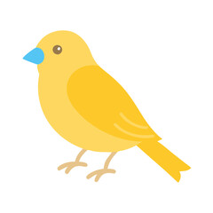 Cute yellow canary bird illustration on black background