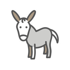 Stylized donkey illustration, farm animal, vector cartoon art