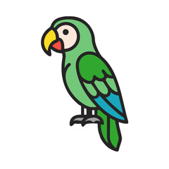 Illustration of a green parrot on black background