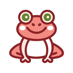 Cute Pink Frog Character Illustration on Black Background