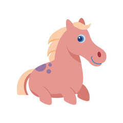 Cute Pink Horse Cartoon Illustration on Black Background
