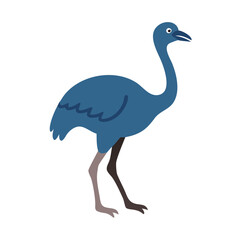 Cartoon Moa Bird Illustration on a Black Background