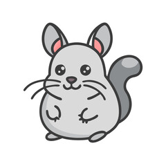 Cute Cartoon Chinchilla Illustration on Black Background