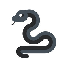 Dark Gray Snake Illustration on a Black Background