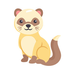 Cute Cartoon Ferret Illustration on Black Background