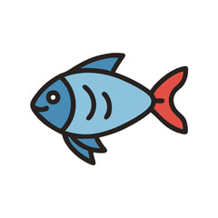 Cartoon blue fish vector design on black background