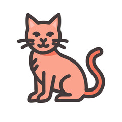 Cute Salmon-Colored Cat Vector Illustration on Black Background