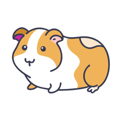 Cute Guinea Pig Cartoon Illustration on Black Background