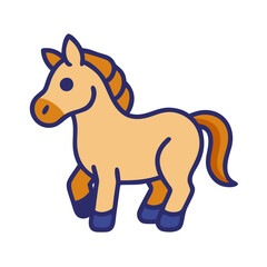 Cute cartoon horse illustration on a black background