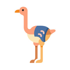 Cartoon Ostrich Illustration on a Black Background