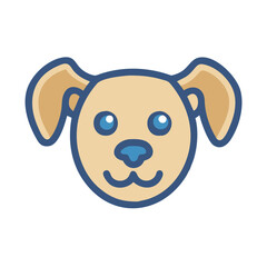 Cute cartoon dog head isolated on black background