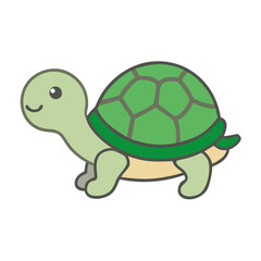 Cute cartoon turtle illustration with green shell design