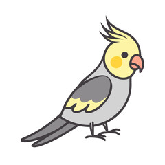 Cute Cockatiel Bird Vector Illustration on Black Background