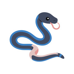 Cartoon snake on black background with tongue sticking out