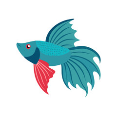 Cartoon Betta Fish Illustration on Black Background Design