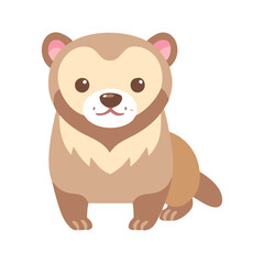 Cute Cartoon Ferret Illustration Isolated on Black Background