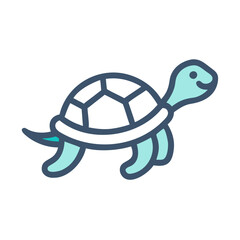 Friendly Cartoon Turtle Walking Icon Illustration on Black