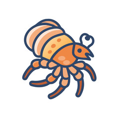 Cute Orange Hermit Crab Illustration on Black Background