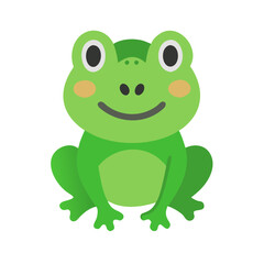 Cute Green Frog Illustration on Black Background Cartoon