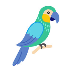 Cute Blue and Green Parrot Sitting on Branch