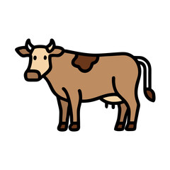 Brown and White Cow Illustration Isolated on Black