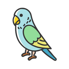 Cute Parakeet Illustration, Blue, Green, and Yellow Bird