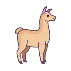 Cute Cartoon Llama Illustration on Black Background