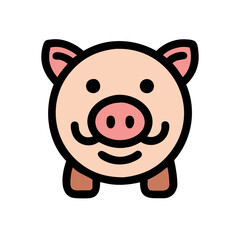 Cute Piggy Bank Icon Illustration on Black Background