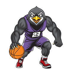 basketball mascot vector illustration penguin basketball design