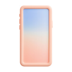 3D Render of a Smartphone with Pastel Gradient Screen and Pink Frame, Isolated.