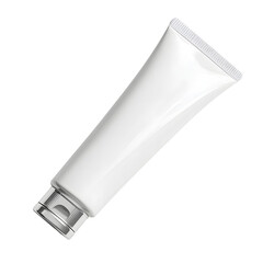 An isolated white tube with a silver cap stands out against a black background, ideal for showcasing product packaging and design possibilities.
