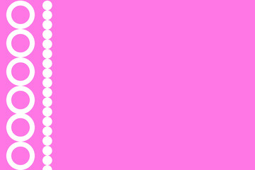 Bright pink background with a decorative white pattern showcasing circular shapes