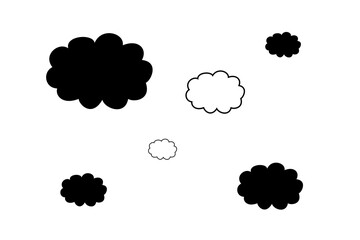 Obraz premium Abstract cloud shapes in varying sizes and colors against a minimalistic white backdrop