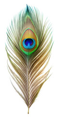 Fototapeta premium peacock feather isolated on white