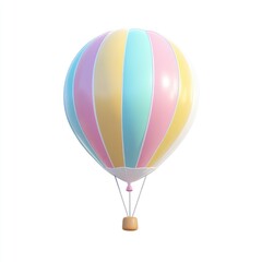 Naklejka premium Pastel hot air balloon floats against a plain background.