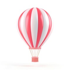Striped hot air balloon against a plain background.
