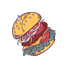 illustration hamburger colorful vector design