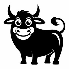 Black outline Cartoonist  bull  playful and exaggerated design