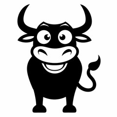 Black outline Cartoonist  bull  playful and exaggerated design