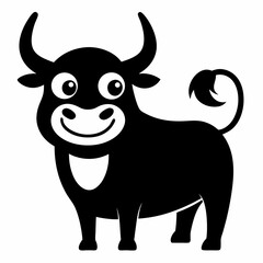 Black outline Cartoonist  bull  playful and exaggerated design