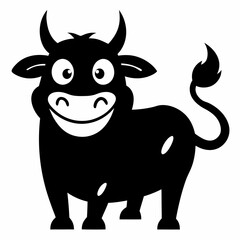 Black outline Cartoonist  bull  playful and exaggerated design