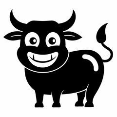 Black outline Cartoonist  bull  playful and exaggerated design