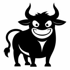 Black outline Cartoonist  bull  playful and exaggerated design