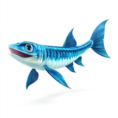 Obraz premium Cartoonish blue fish illustration in a playful pose.