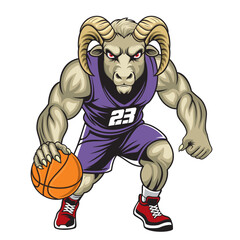 basketball mascot vector illustration ram basketball design