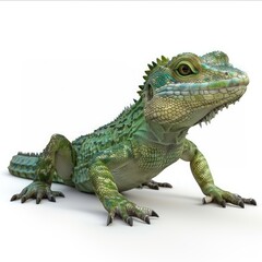 Obraz premium Detailed digital rendering of a vibrant green and teal lizard.