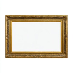 Ornate golden frame isolated on white background